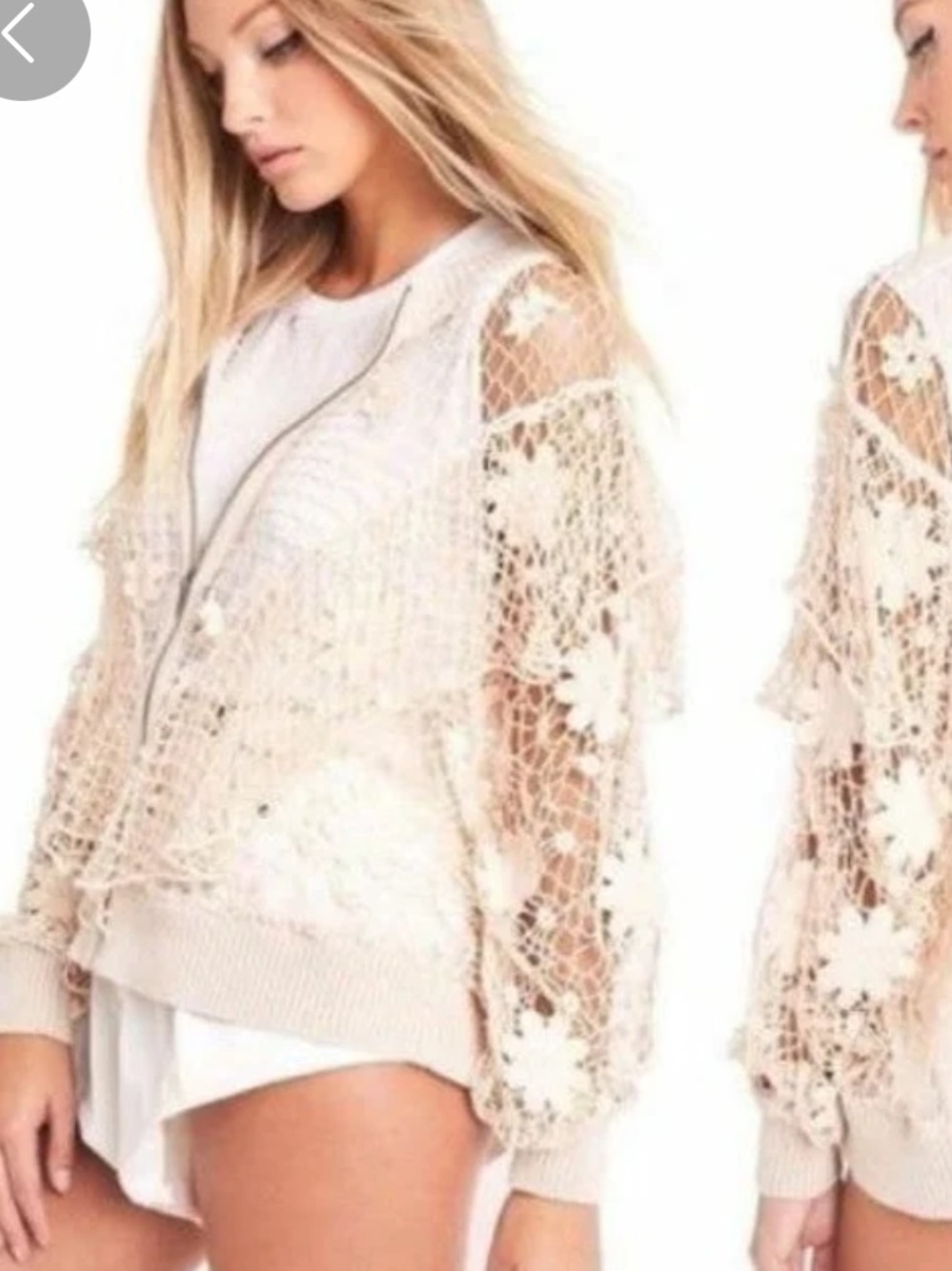 NWT Wildfox Daisy Blake  Crochet Open-Knit jack in Cream